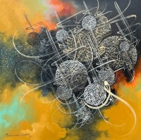 Muhammad Zubair, 36 x 36 Inch, Acrylic on Canvas, Calligraphy Painting, AC-MZR-024